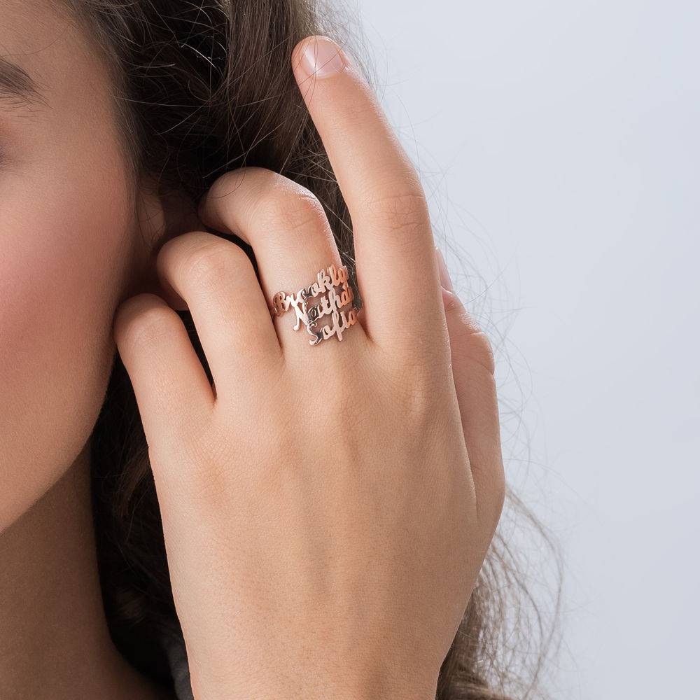 Custom Name Script Triple Personalized Sterling Silver Ring