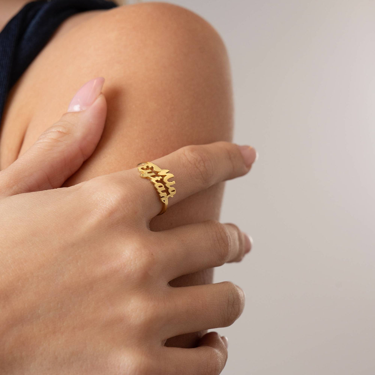 Custom Name Script Triple Personalized Sterling Silver Ring