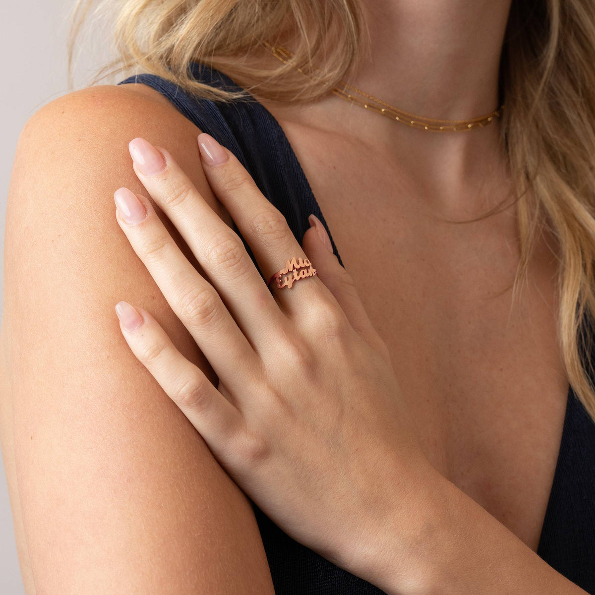 Custom Name Script Triple Personalized Sterling Silver Ring